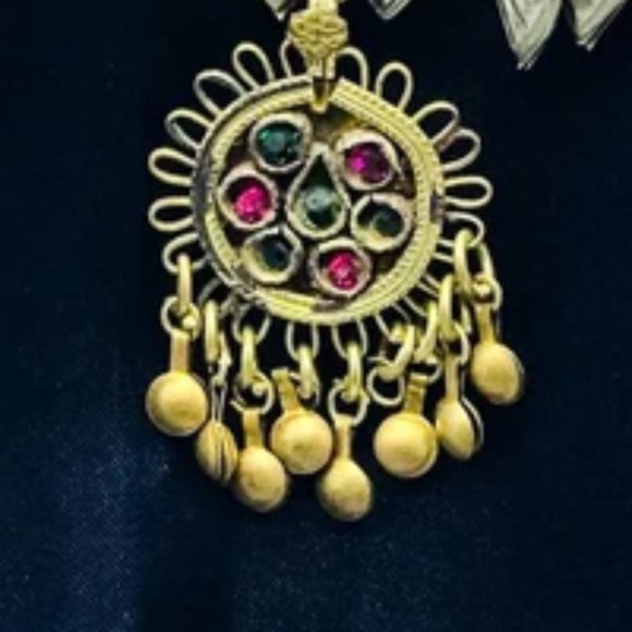 Massive Vintage Choker Necklace With Multicolor Glass Stones,Tribal Choker